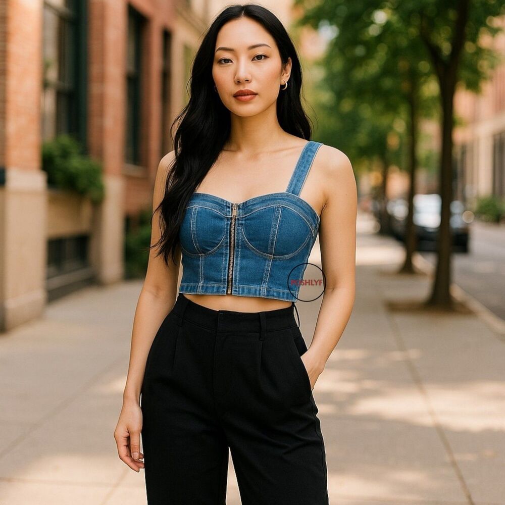BP Denim Corset Crop Top XS